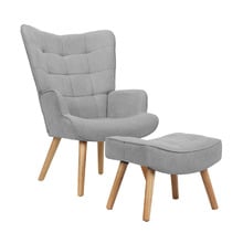 Afton Rubberwood Armchair with Ottoman